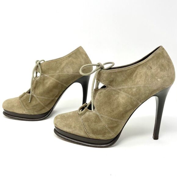 Dvf diane von furstenberg guardian taupe suede heeled lace up shoes size 8 - Picture 4 of 11